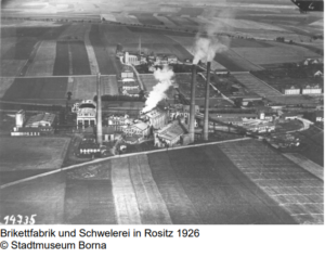 Brikettfabrik und Schwelerei in Rositz, 1926.