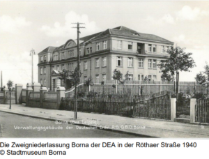 Aufnhame der Zweigniederlassung Borna der DEA in der Röthaer Straße, 1940. © Stadtmuseum Borna